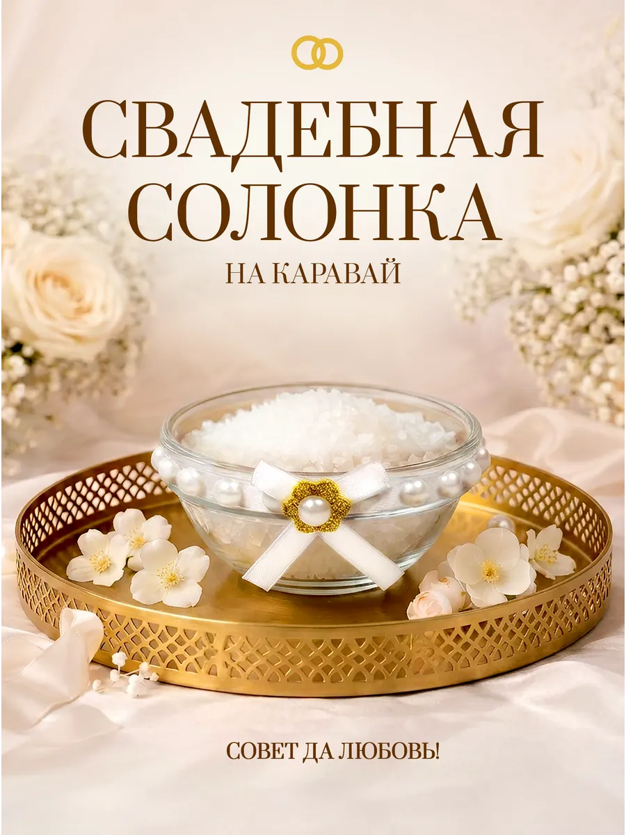 Солонка свадебная на каравай стеклянная