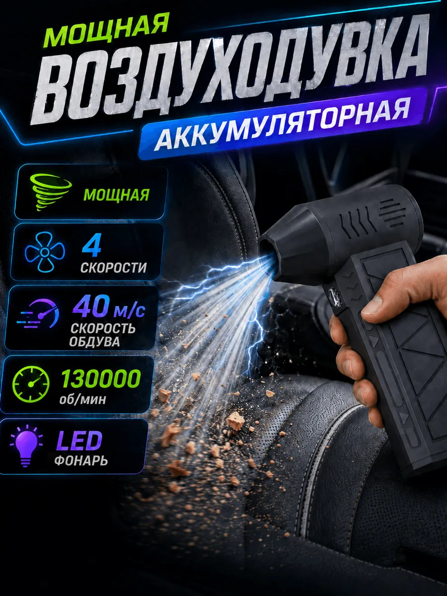 Беспроводной турбо фен для мангала авто пк аккумуляторный