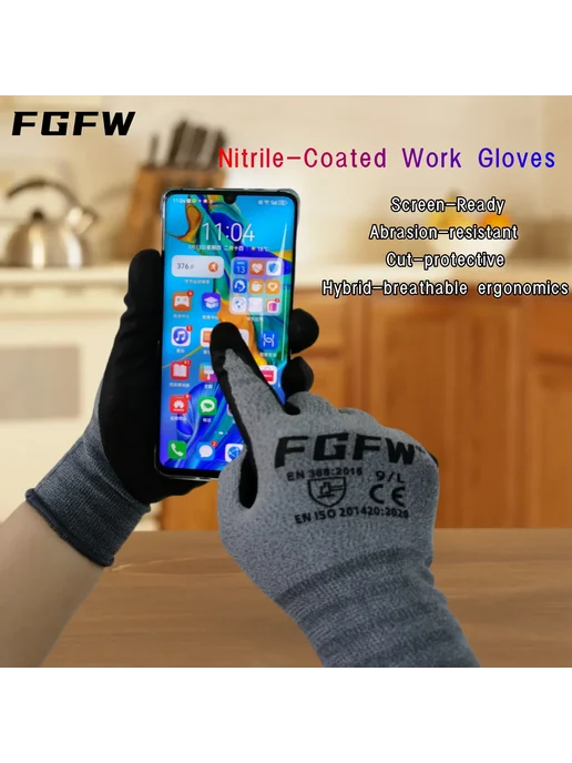FGFW Нитриловые Рабочие Перчатки EN388 Lv4 XL-code 10 pairs, черный, фото 3