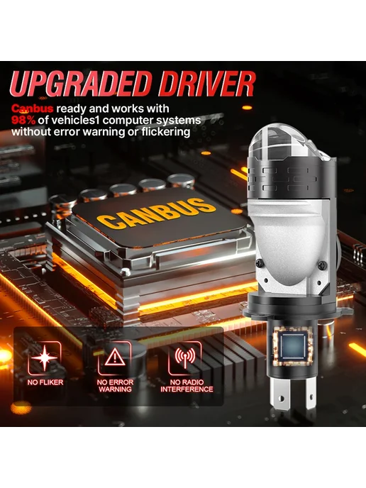 Dualvision 2шт Мини-проекционные Bi-LED линзы H4 800 Вт 6000K CANBUS, 2 шт, 800 Вт, фото 5