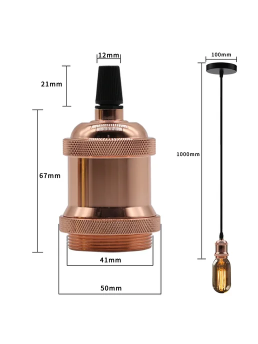 Нет бренда Патрон Edison E27 алюминиевый Gold, золотой, фото 4