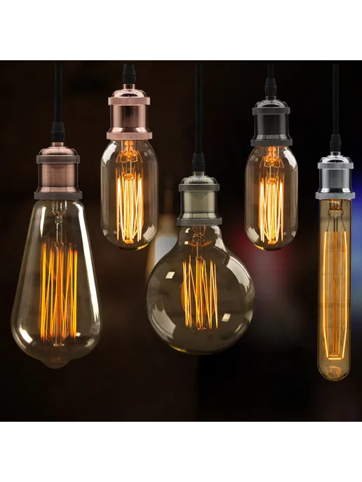 Нет бренда Патрон Edison E27 алюминиевый Gold, золотой, фото 7