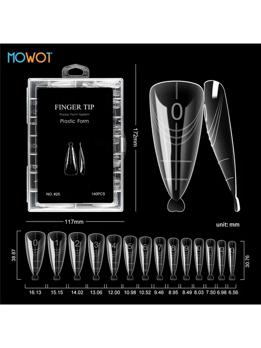 MOWOT формы для ногтей акриловые L-140pcs-box, вариант