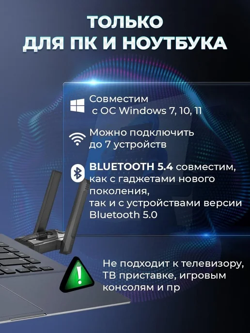NeNeKo Wi-Fi адаптер для пк + BT 5.4, вариант, фото 2