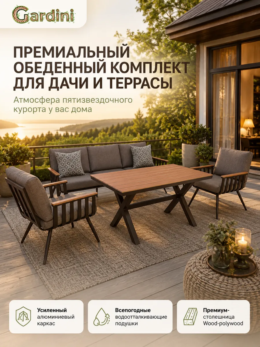 Комплект садовой мебели из алюминия Круиз
