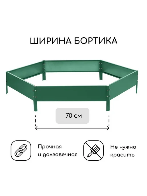 Greengo Клумба оцинкованная, d=140 см, высота бортика 15 см, зелёная, зеленый, фото 2