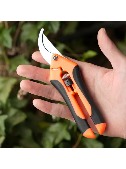 Нет бренда Секатор садовый оранжевый, 606 orange black, черный