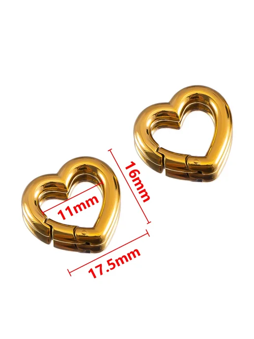 MINGXUAN Сердечки-застежки из нержавеющей стали 16x17.5mm, 2 шт