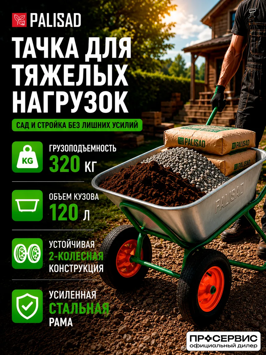 Тачка садовая двухколесная усиленная 689860