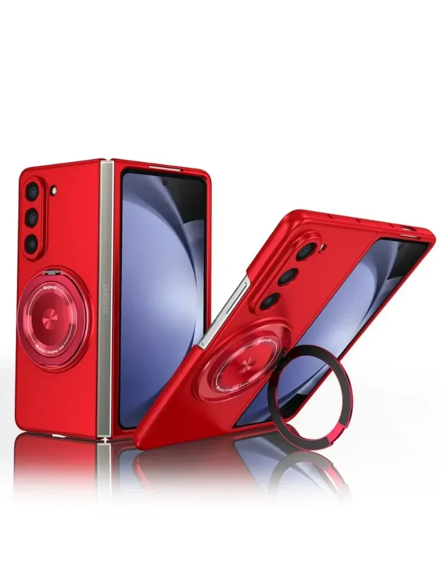 Красный чехол для Samsung Galaxy Z Fold6 с кольцом