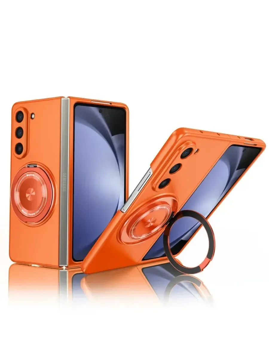 Оранжевый чехол для Samsung Galaxy Z Fold7 с кольцом