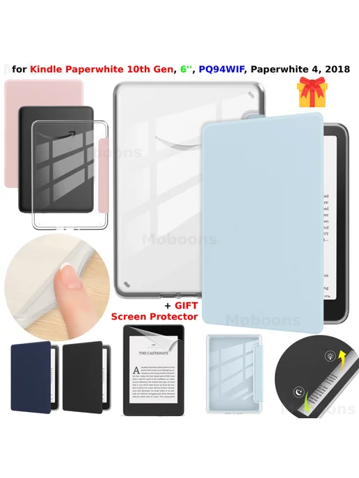 moboons Чехол для Kindle Paperwhite 10 Gen, розовый, черный, фото 2