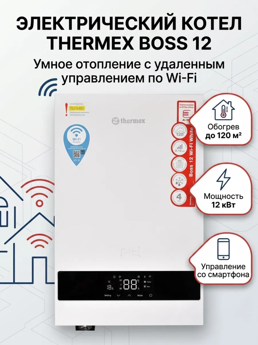 Электрический настенный котел Термекс THERMEX Boss 12 Wi-Fi