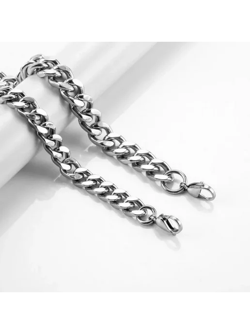 Нет бренда HNSP Цепочка из нержавеющей стали Silver 55cm 10 mm, серебристый, фото 6
