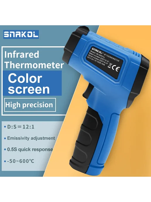 Snakol SK-380Pro Инфракрасный термометр, 12 1, -50°C~380°C, синий, фото 4