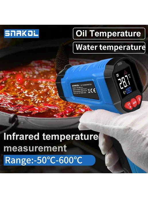 Snakol SK-600 Инфракрасный термометр, 12 1, -50°C~600°C, синий, фото 5