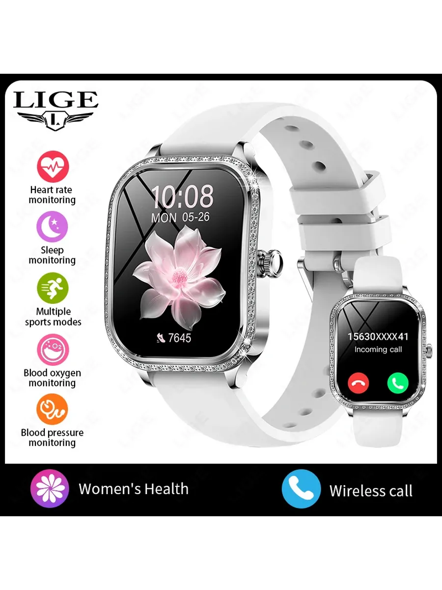 LIGE HUAWEI Умные часы для женщин 1,75 дюйм