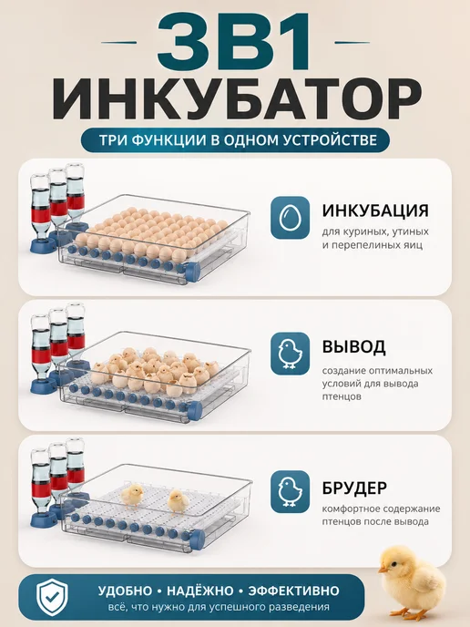 Инкубатор для яиц автоматический терморегулятором 40 яиц, вариант, фото 5