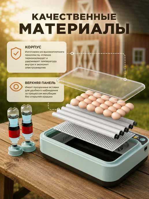 Инкубатор для 36 яиц автоматический с терморегулятором, синий, фото 4