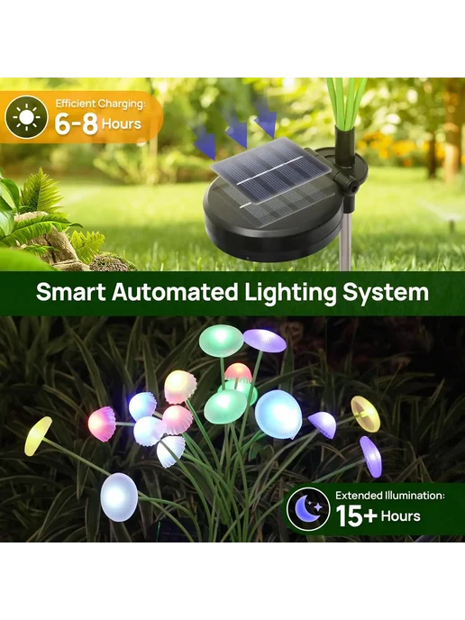 GCTECHING Солнечные грибные светильники Warm Light, 2 шт, 2 шт, фото 6