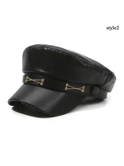 Черный кожаный берет style2