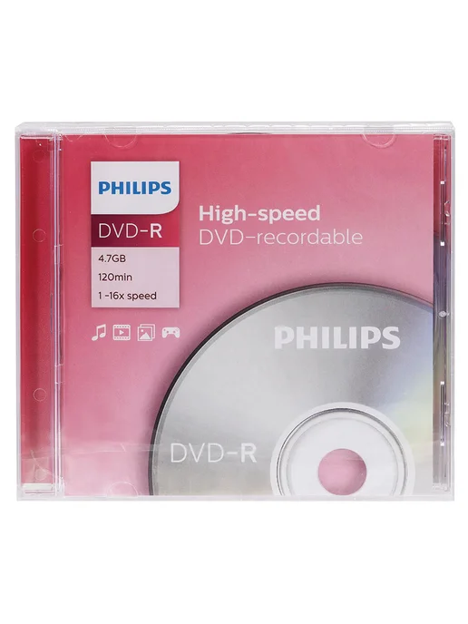 PHILIPS Диск DVD-R, 4,7 Гб, 16x, Slim Case, 2 шт, 4,7 ГБ, фото 2