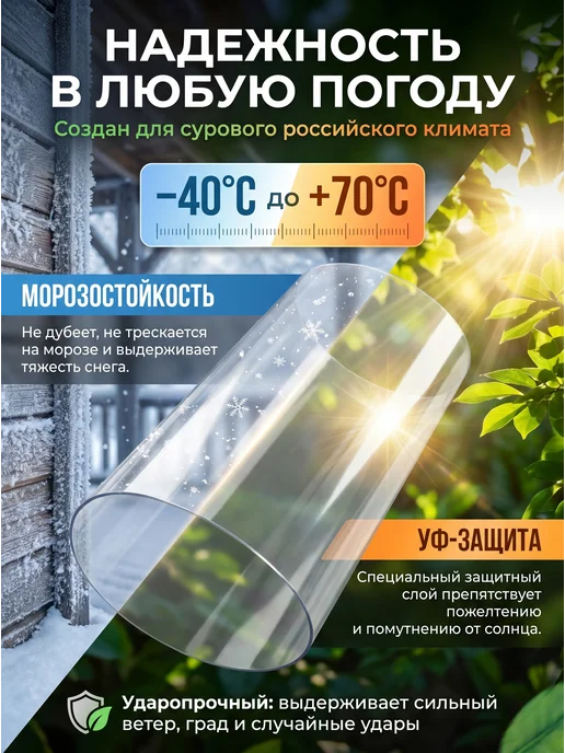 Infinity Dreams ПЭТ лист монолитный прозрачный бронепленка 1,1х15м, 15 м, фото 3
