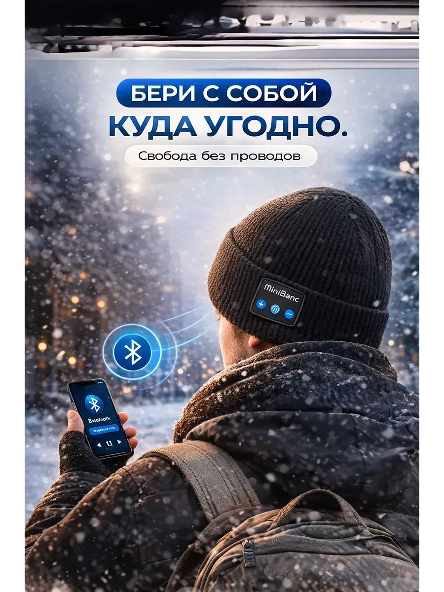 Шапка с наушниками беспрводными