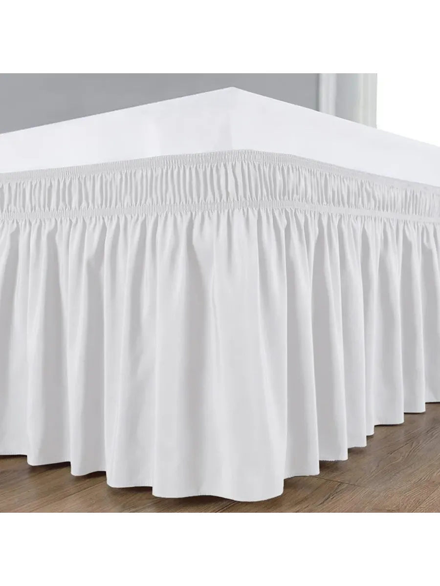 Однотонная шелковая подзор для кровати Queen size Черный, Qu