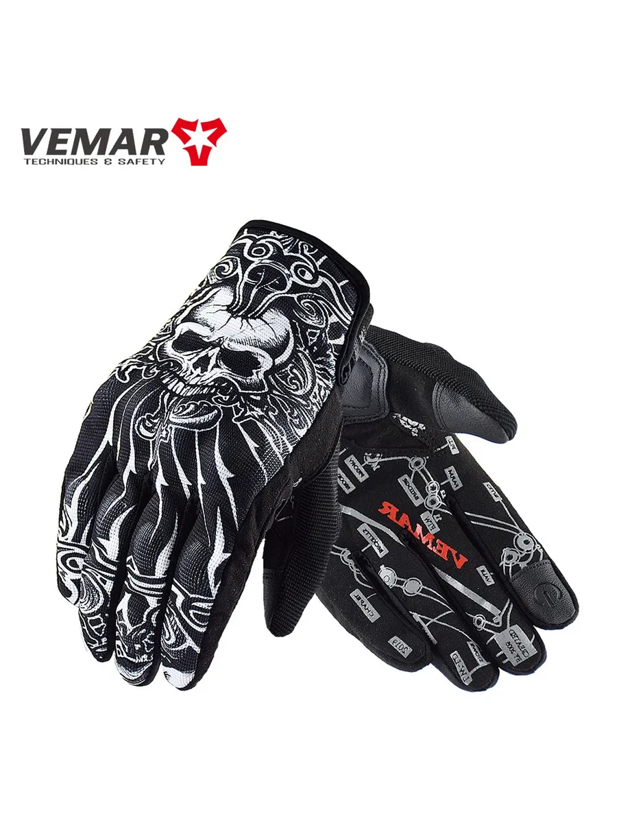 VEMAR Мотоперчатки мужские, XL, черепа, сенсорные