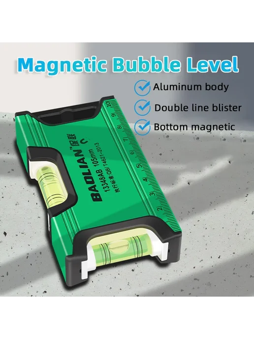 Нет бренда Уровень пузырьковый алюминиевый 105 мм Double bubble, вариант, фото 2