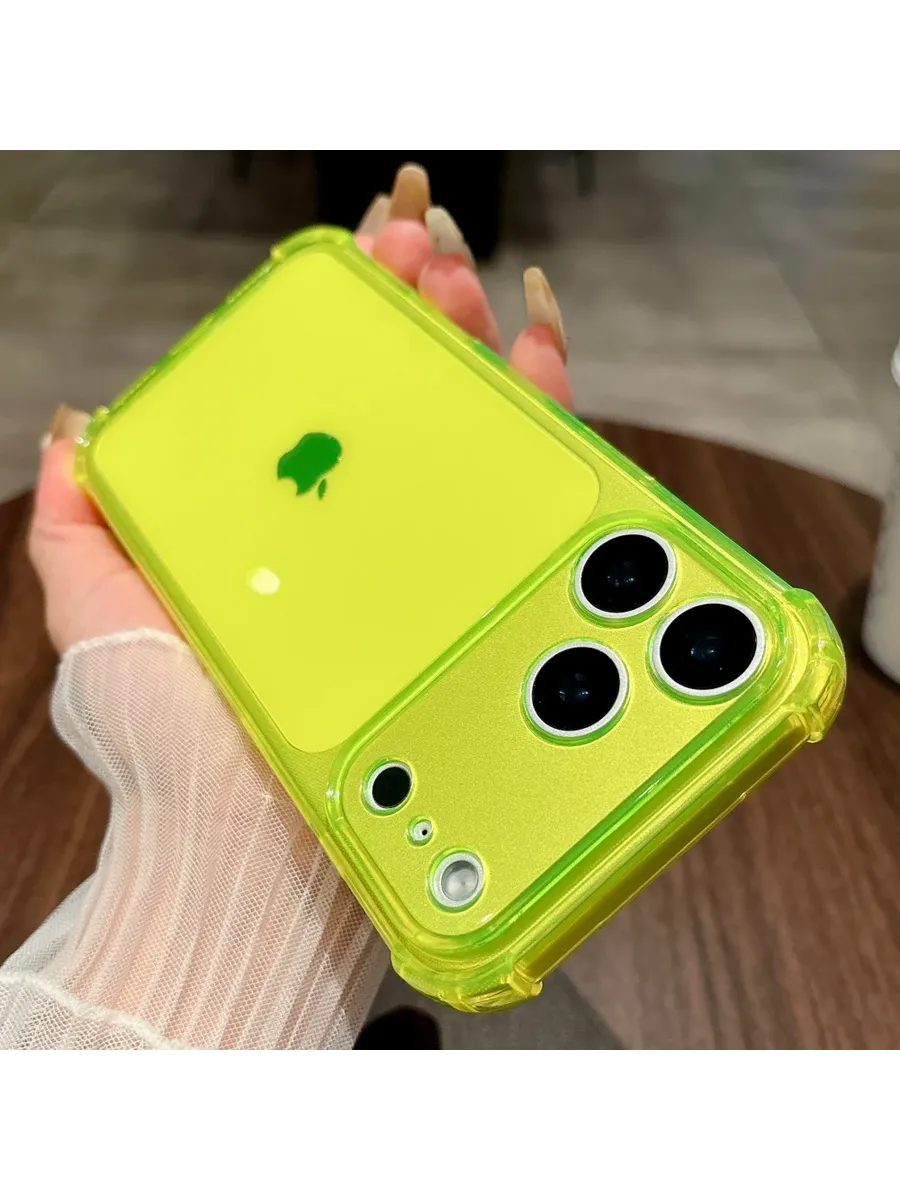 Неоновый чехол для iPhone 15, зеленый