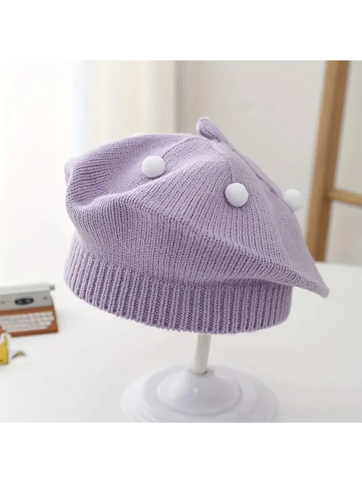 Нет бренда Детский берет белый, Style 4, фиолетовый