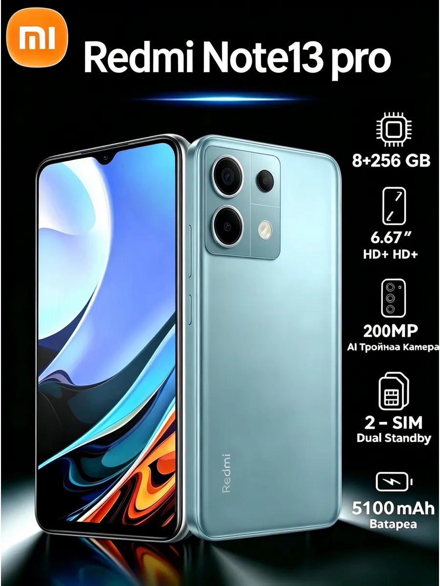 Xiaomi Смартфон Note 13 Pro 5G 8+256 ГБ С NFC синий