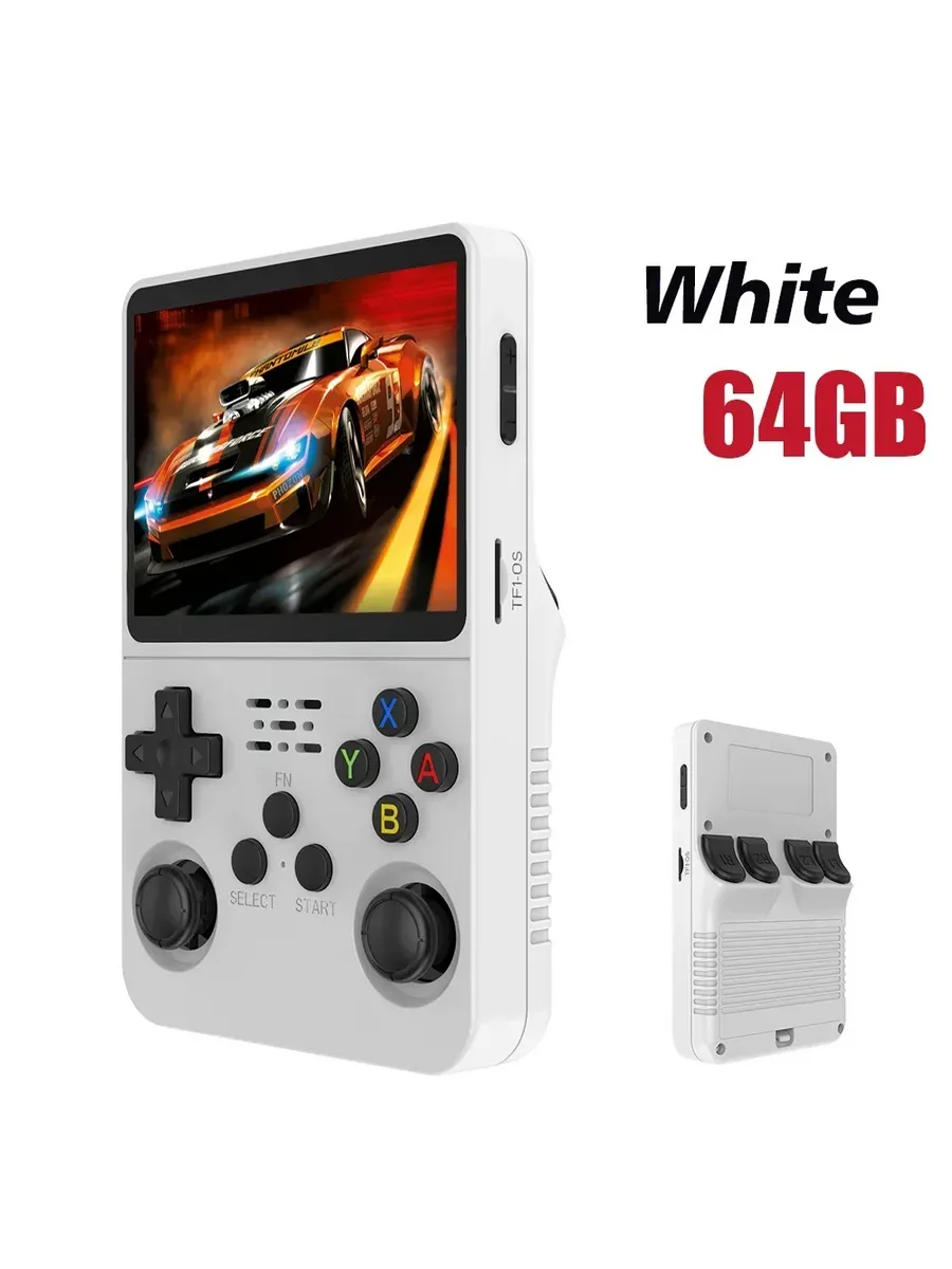 Игровая консоль R36S 64Гб оранжевая Белый, White-64G