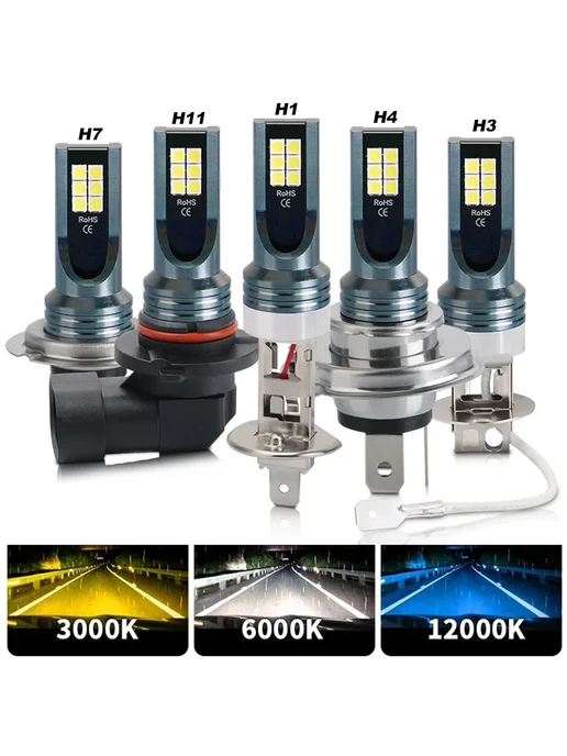 Нет бренда Автоматическая светодиодная лампа 12V H3 White 1PC, белый, фото 2