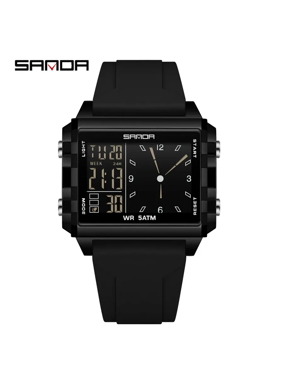 Мужские цифровые часы SANDA 6273 Черный, Black