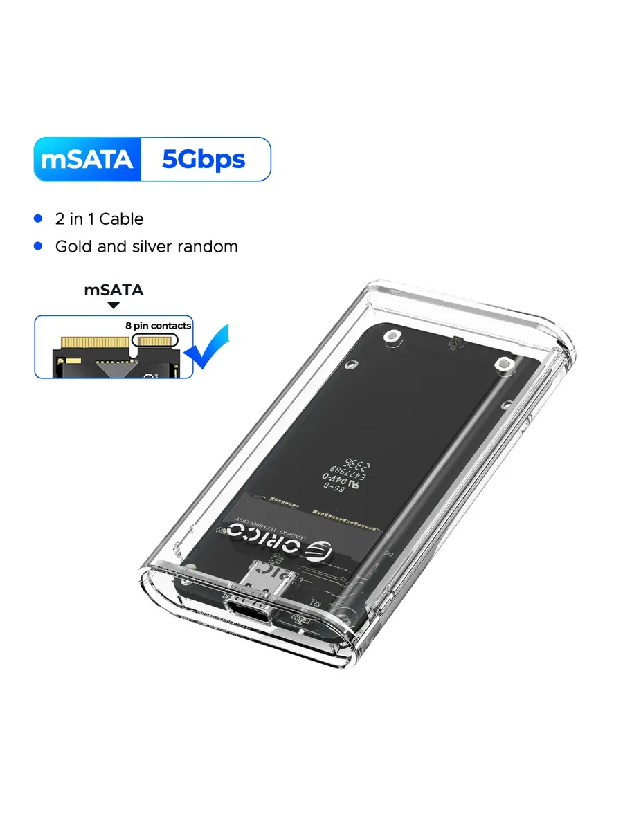 ORICO прозрачный внешний адаптер mSATA SSD USB 3.2 Gen1