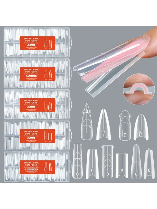 MagiBling Двойные формы для ногтей Sandwich Nail 256 шт. 280SWNF-06, 256 шт, фото 2