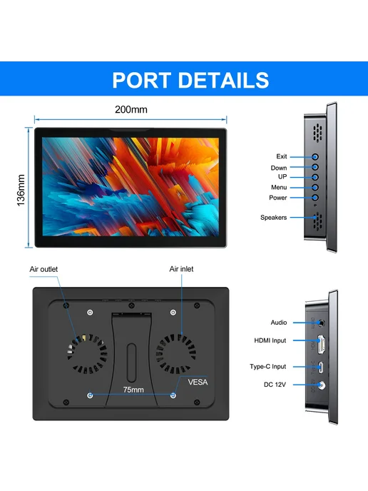 Unew 8-дюймовый сенсорный монитор CX080PI-A 1280x800 для Ras, 1280x800, фото 2