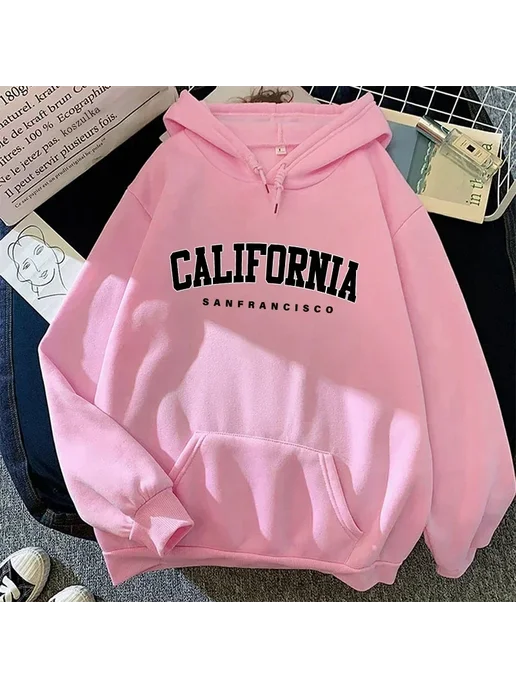 Нет бренда Женская толстовка-худи Calvin Klein, серый, полиэстер, серый, фото 3