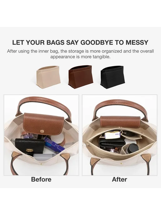 Нет бренда Фетровая сумка-вставка подходит для сумки Longchamp, сумка-в, бежевый, фото 3