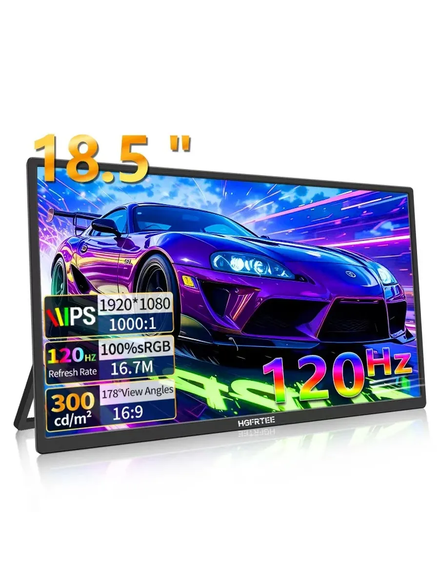 HGFRTEE Портативный монитор 18,5 дюймов 120Гц Full HD USB-C