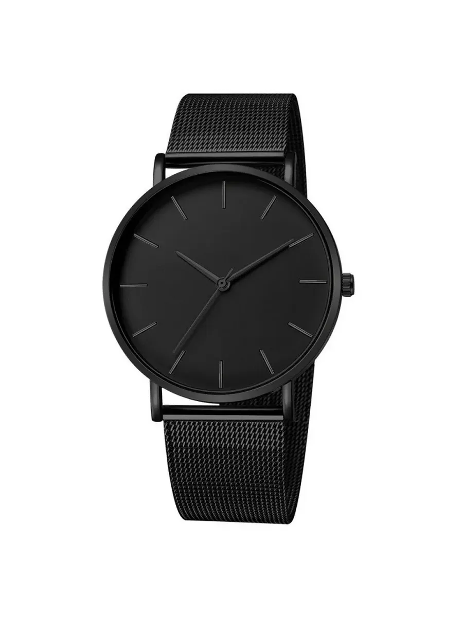 Мужские кварцевые часы из нержавеющей стали black