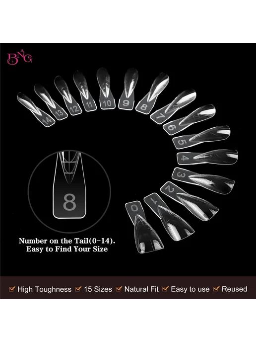 Нет бренда Многоразовые формы для наращивания ногтей BNG Short Stiletto, вариант, фото 4