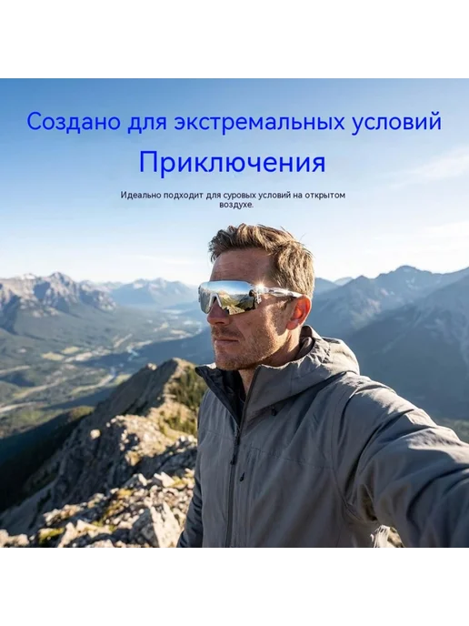 Спортивные велосипедные очки УФ-защита зеркальное покрытие, голубой, фото 2