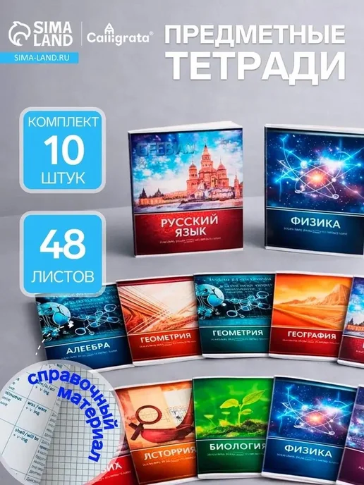 Набор школьных тетрадей «Сталь» 10 предметов, вариант, фото 7