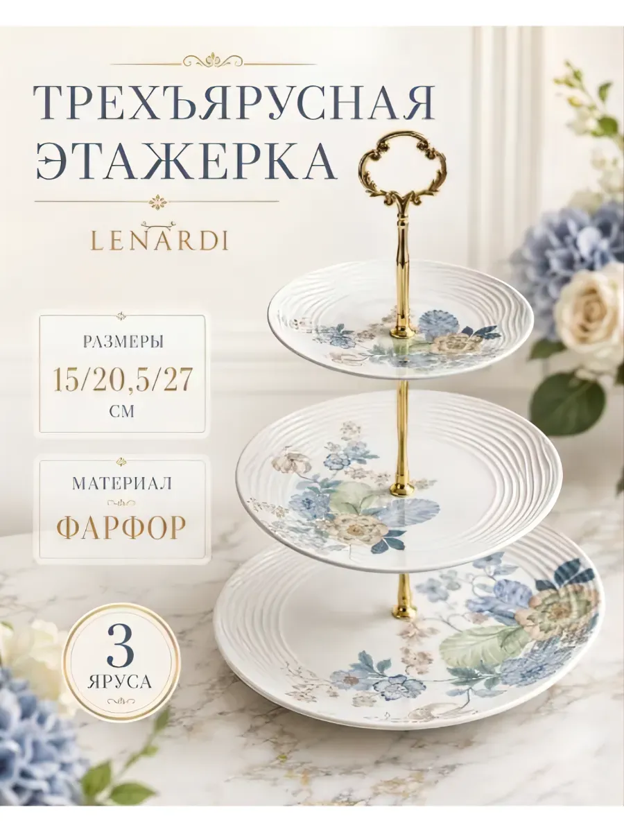 Блюдо трехъярусная этажерка фарфор