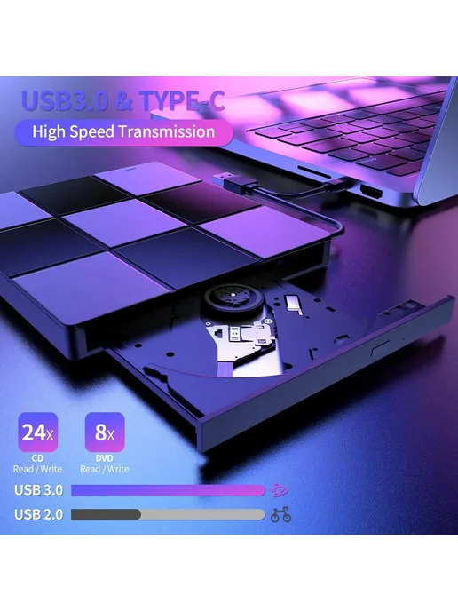 Нет бренда Супертонкий Портативный Оптический Привод USB 3.0, Внешний D, вариант, фото 4
