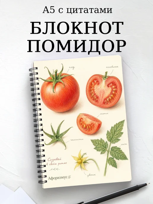 Блокнот Помидор с мотивирующими цитатами